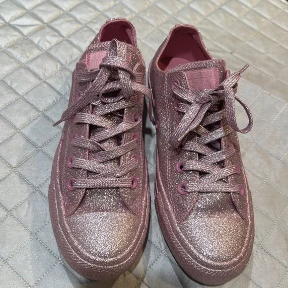 Converse Chuck Taylor All Star Low Pink Glitter Size 8 sneakers new - Picture 7 of 14